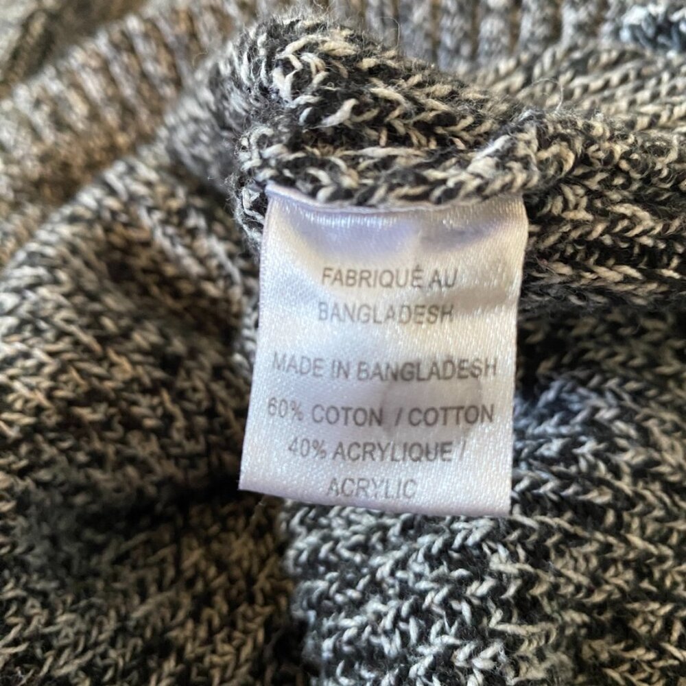 Chunky Black/White Speckled Pullover | Kodiak-Style Cuff Sweater | Relaxed Fit - Picture 10 of 13